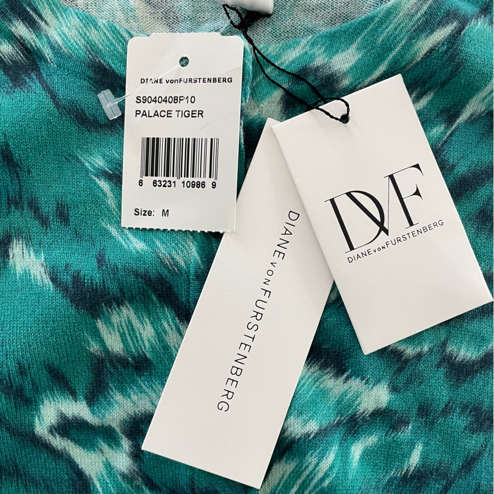 New with Tags Diane Von Fuerstenberg Ibiza Palace Tiger Green Cardigan Medium - Picture 8 of 13